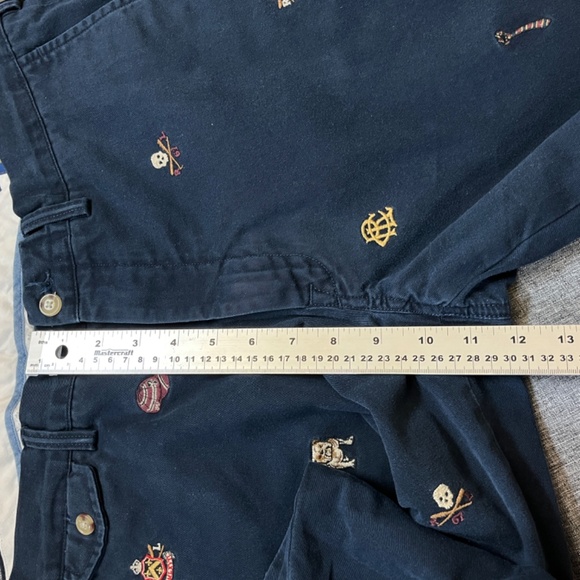Polo Ralph Lauren Embroidered Allover Bulldog Skull Slim Chino Pants - Men's 36 - Picture 11 of 12